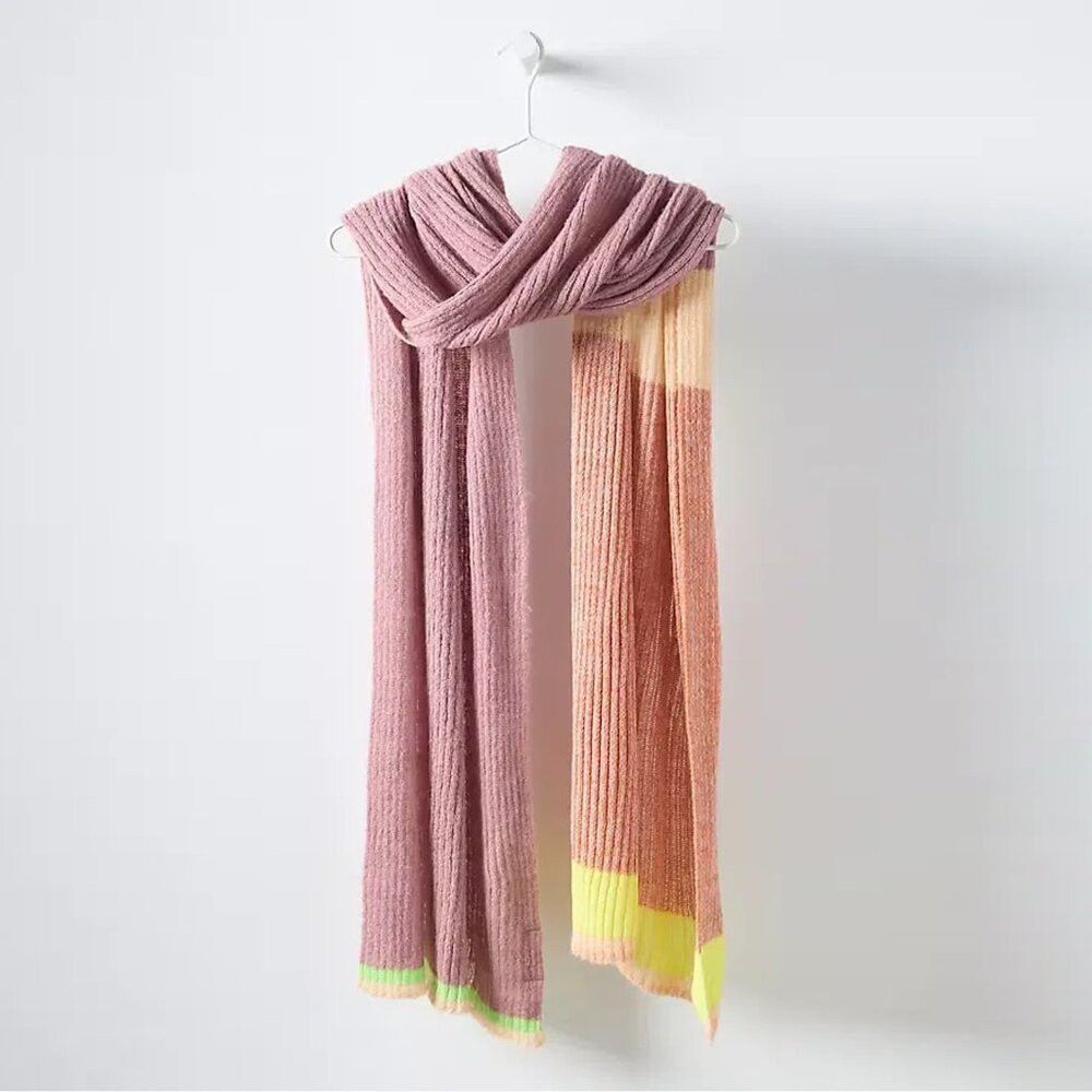 Anthropologie New Anthropologie Colorblock Stripe Wool Blend Scarf 20 x 8 Size ONE SIZE - 2 Thumbnail