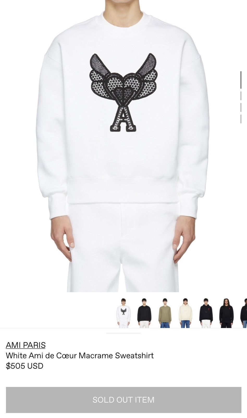 image of Ami Paris White Sweatshirt, Men's (Size 2XL)