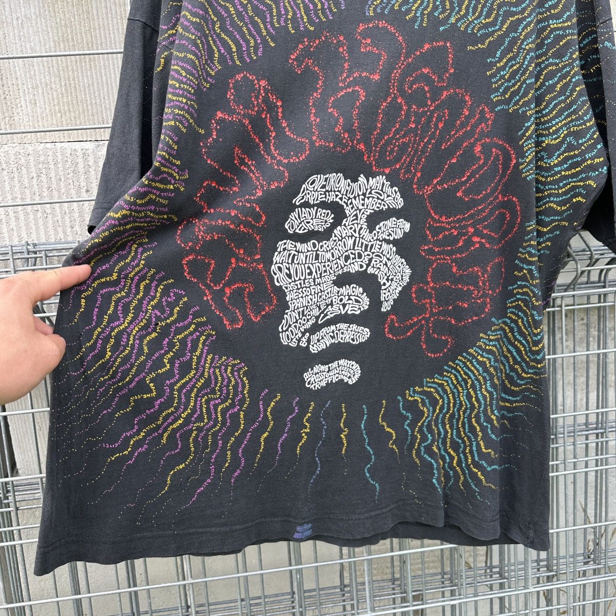 Band Tees Mosquito Head Jimi Hendrix XL Rock AOP T-Shirt Overprint 90s Size US XL / EU 56 / 4 - 6 Thumbnail
