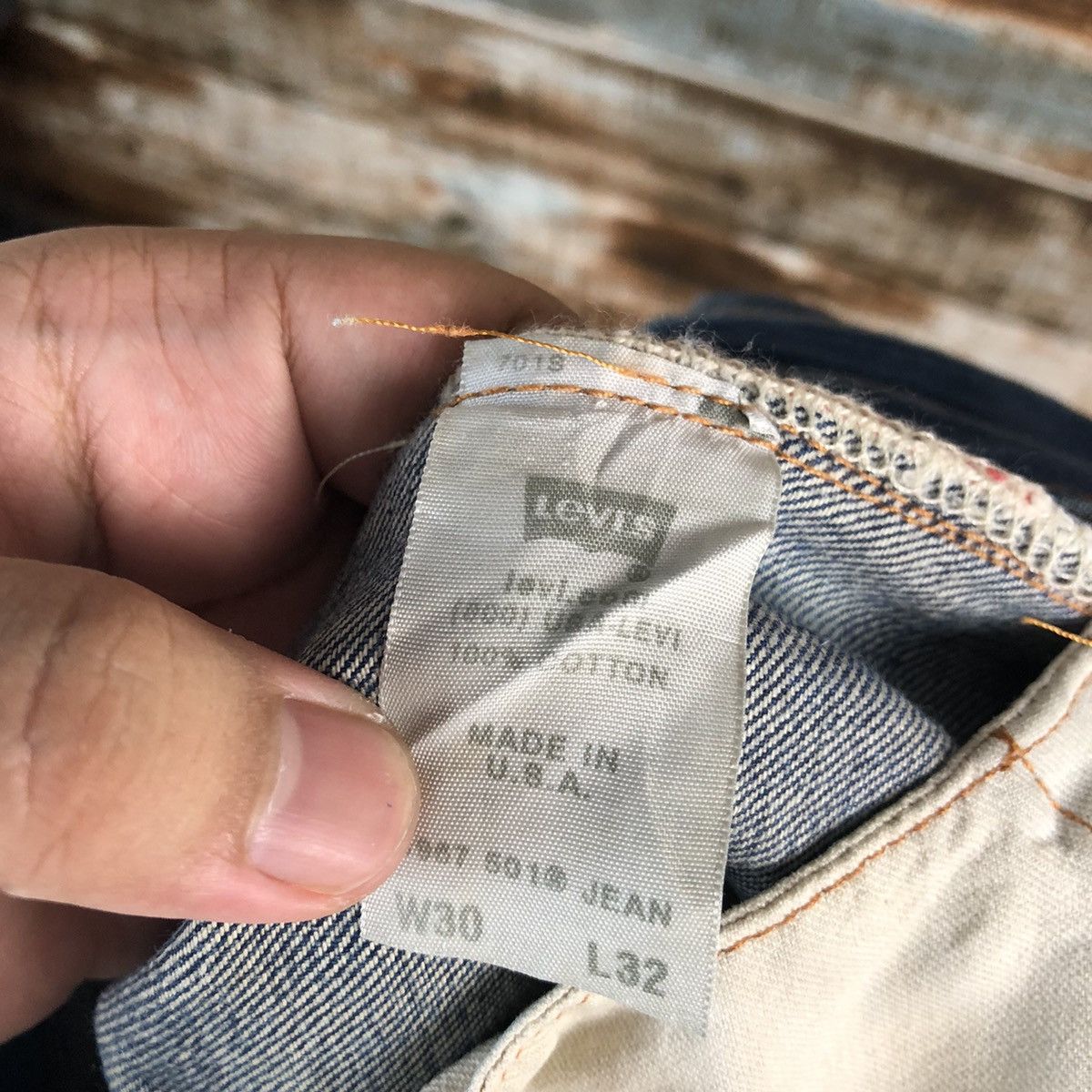Levi's DLL Levis 505 Big E Blue Distressed Denim Pants #C133 Size US 30 / EU 46 - 23 Thumbnail