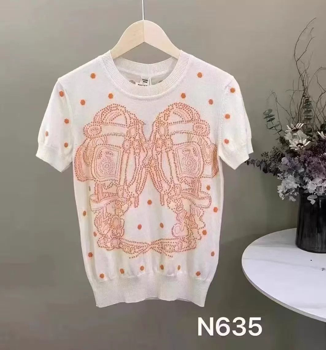 Hermes Hermes cashmere-cotton short-sleeve knit pullover N635 Size XS / US 0-2 / IT 36-38 - 2 Thumbnail