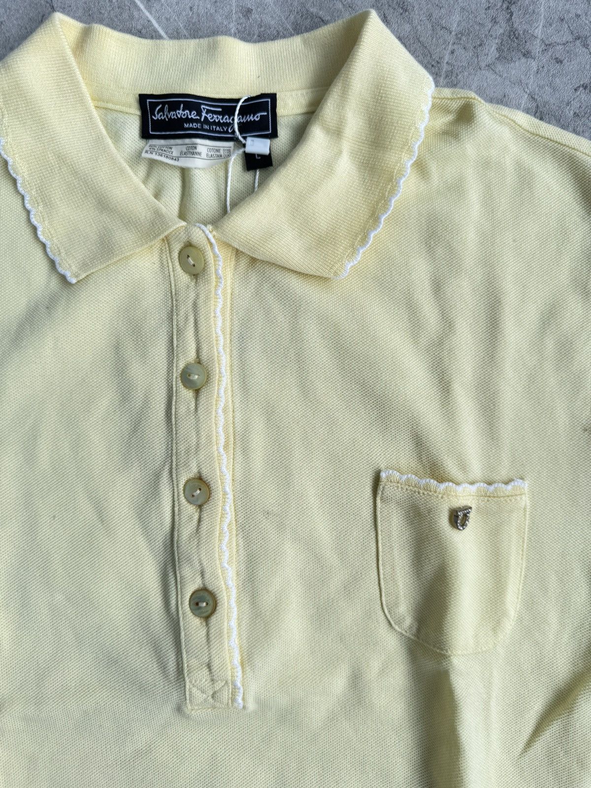 Salvatore Ferragamo SALVATORE FERRAGAMO Pastel Yellow Polo Shirt Size L / US 10 / IT 46 - 3 Thumbnail