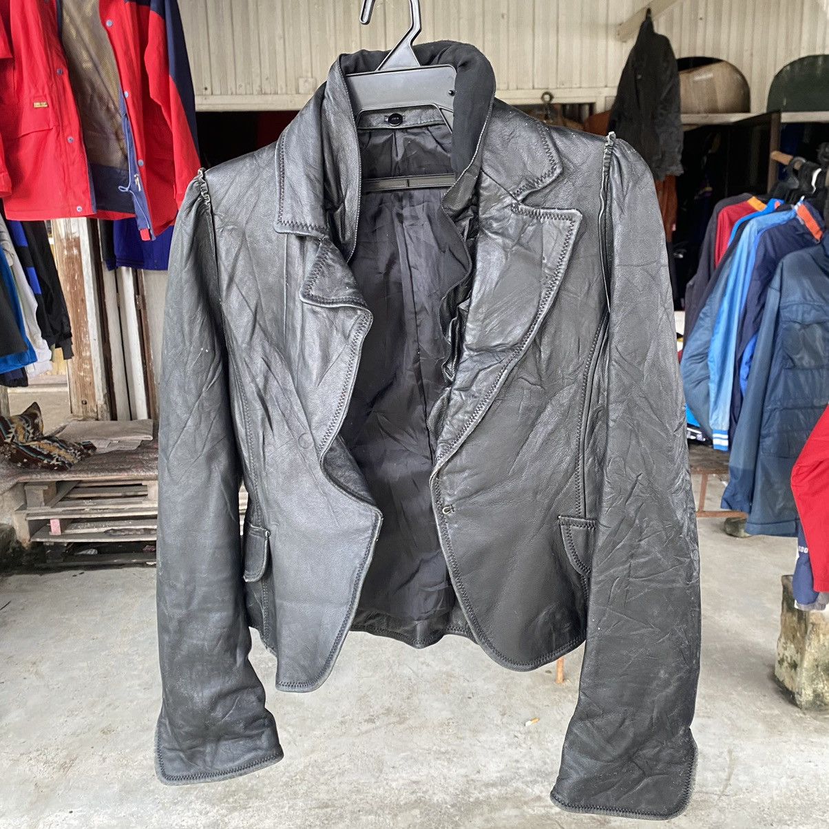 image of Leather Jacket x Racing Bike Jacket in Black, Women's (Size Medium)