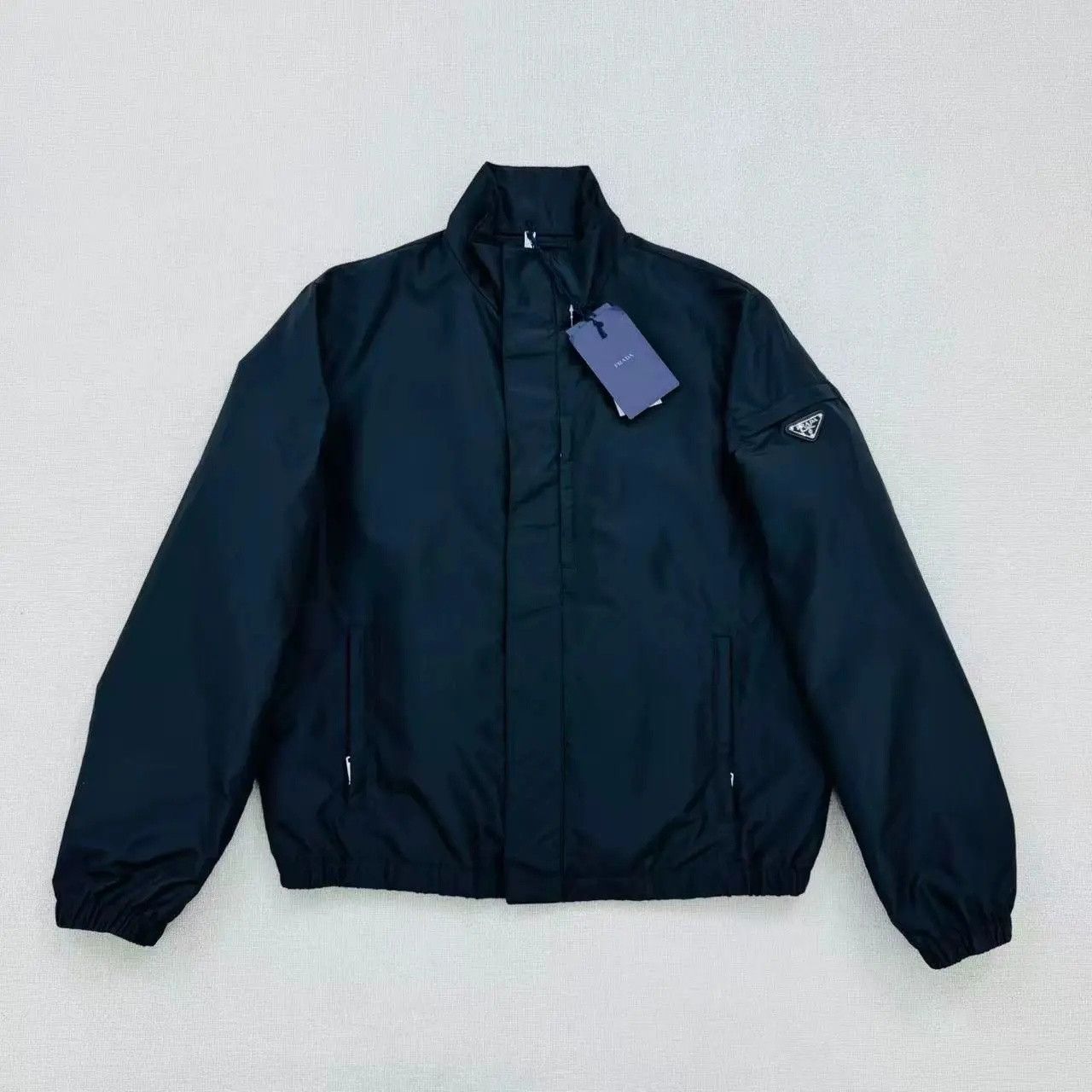 Prada × Vintage Prada Shearling Collar Nylon Cropped Bomber Jacket