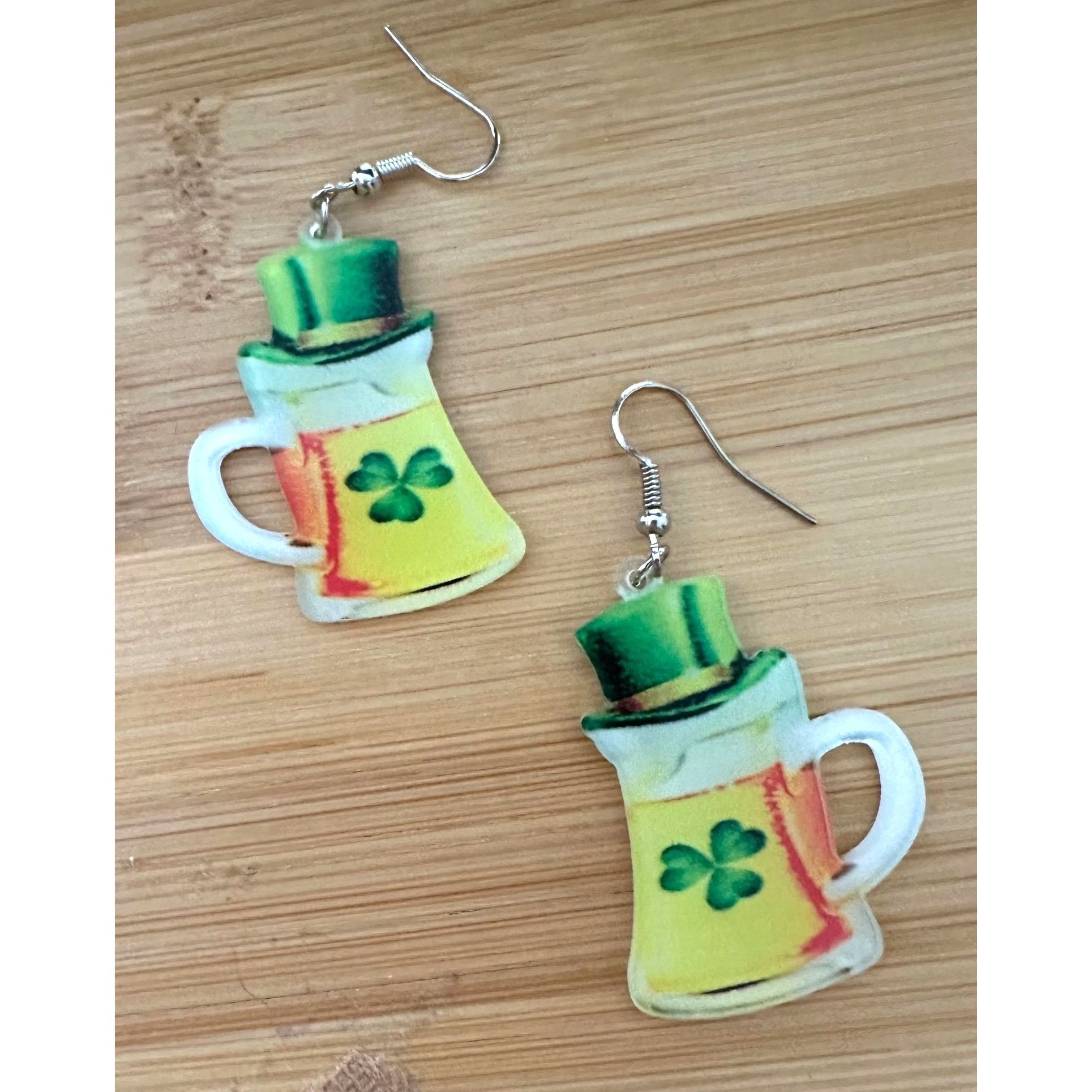 Handmade St Patricks Day Earrings Beer Shamrock Leprechaun Hat Dangle Size ONE SIZE - 5 Thumbnail