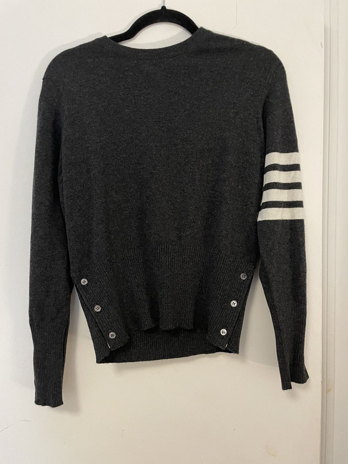 image of Thom Browne Cashmere 4-Bar Sweatshirt in Grey, Men's (Size Small)