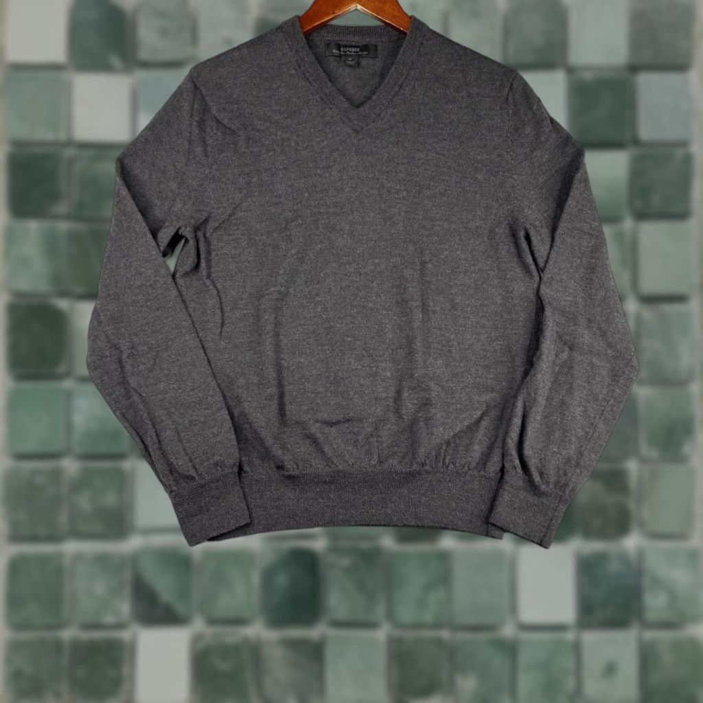 Express Express Murino Wool Sweater Mens Medium Charcoal Grey V-Neck Pullover Knit Italian Theme Size US M / EU 48-50 / 2 - 1 Thumbnail