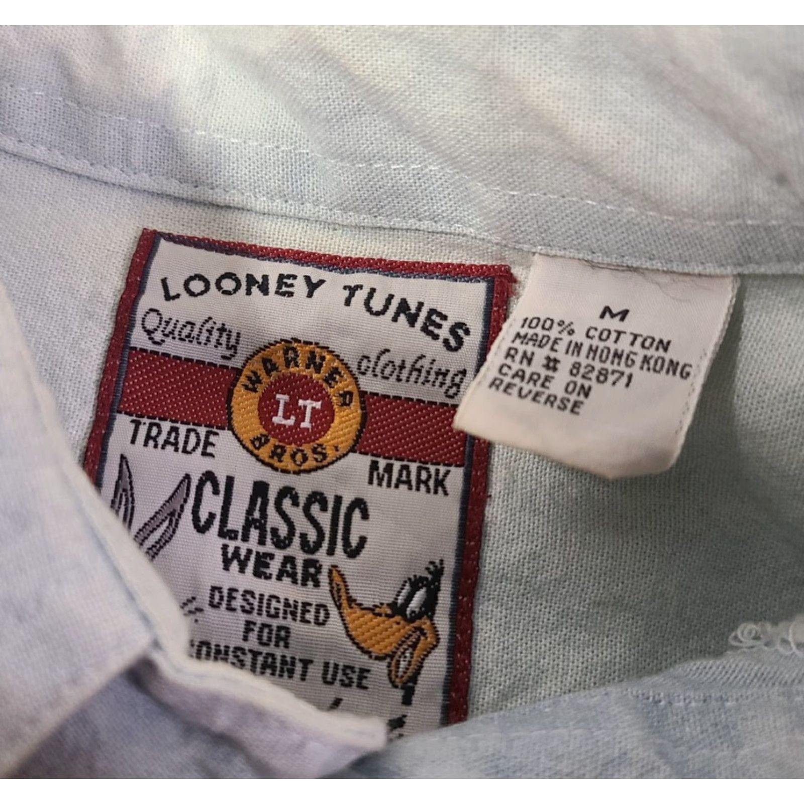 Denime VINTAGE Warner Brothers Looney Tunes Denim Button-Down Shirt M Blue Men Western 90s Accessories Embroidered Button-Up Size US M / EU 48-50 / 2 - 4 Thumbnail