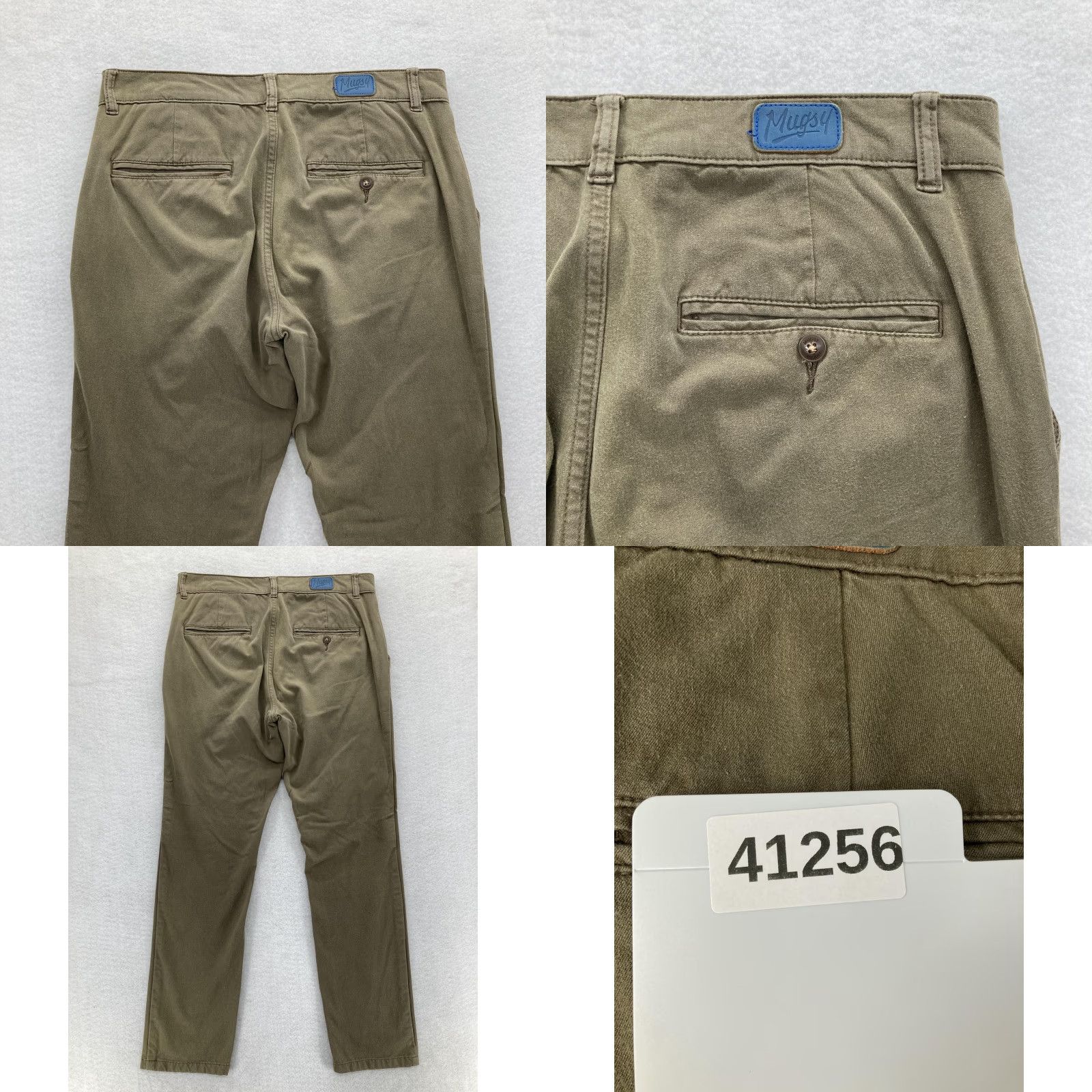 Olive VINTAGE Mugsy Jeans Chino Pants Mens 32x30 Olive Green Stretch Twill Casual City Olives Slim Regular Green 32 30L Mens Size US 32 / EU 48 - 9 Thumbnail