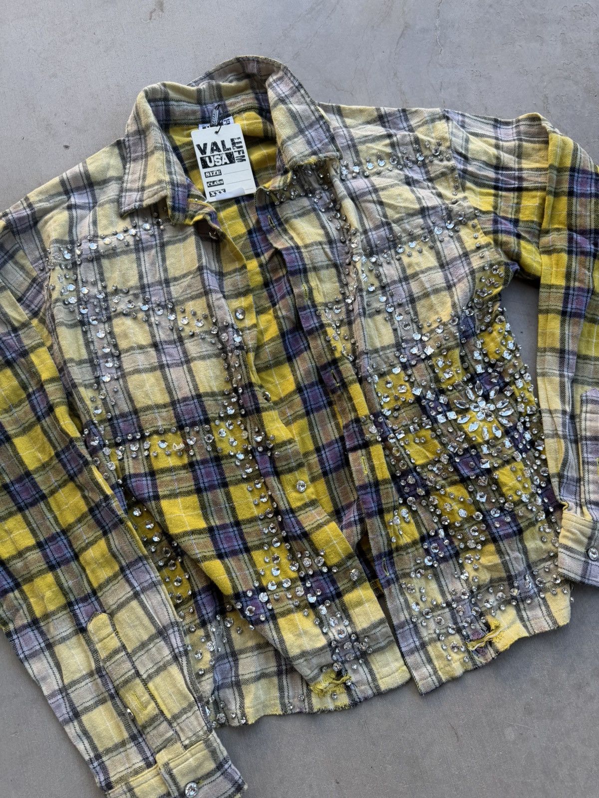 Vale Vale Forever Lemonhead Rhinestone Flannel Yellow Blue Small Size US S / EU 44-46 / 1 - 2 Thumbnail