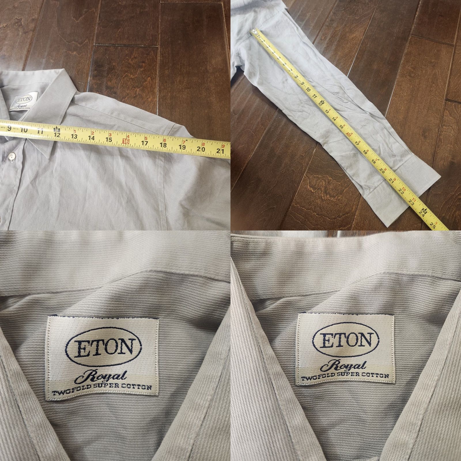 Eton ETON Royal Twisted Super Cotton Dress Shirt Mens 40 L Gray Long Sleeve Size 40R - 9 Thumbnail
