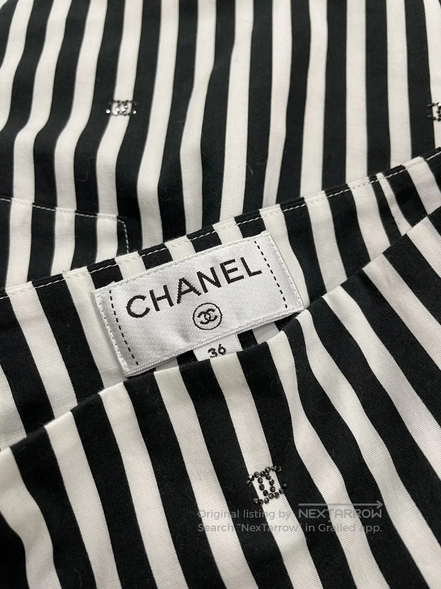 Chanel Chanel Coco Beach Striped Logo Mini Skirt. Size US 36 / EU 52 - 4 Thumbnail