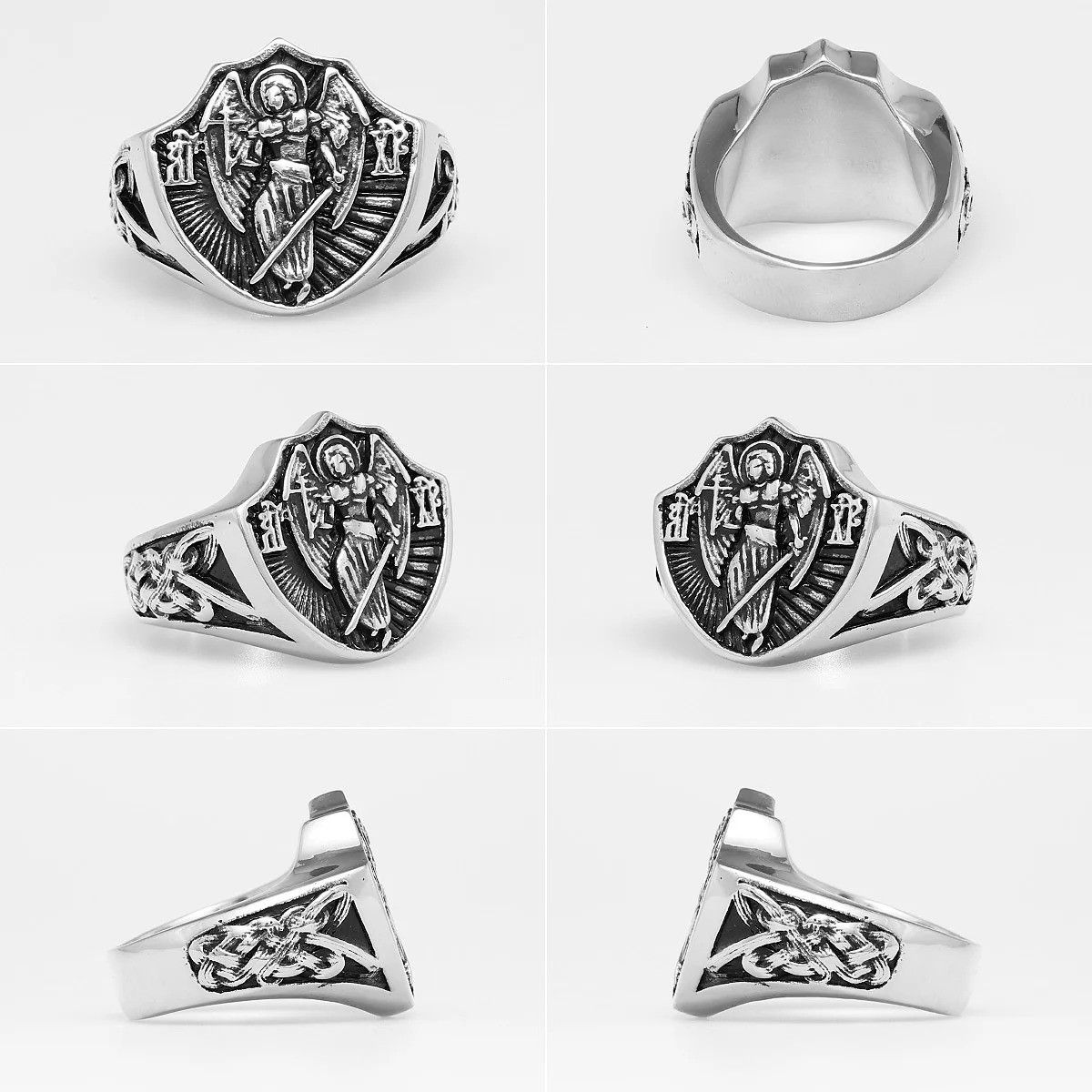 Jewelry St.Michael Religion Amulet Ring Streetwear Fashion Gift Size ONE SIZE - 9 Thumbnail