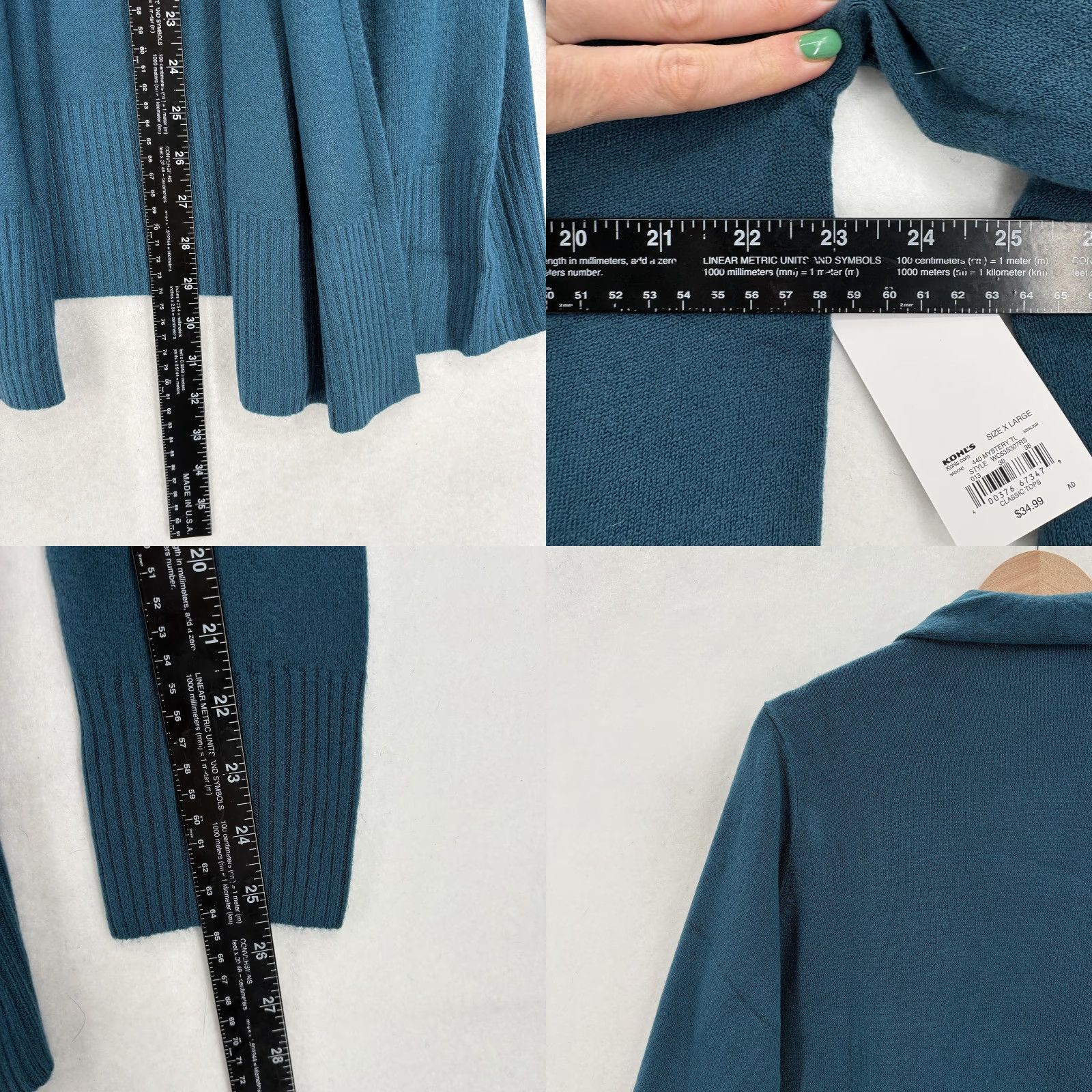 Croft & Barrow Acrylic Croft & Barrow Cardigan Sweater Womens XL Blue Open Front Collared NWT Size XL / US 12-14 / IT 48-50 - 8 Thumbnail