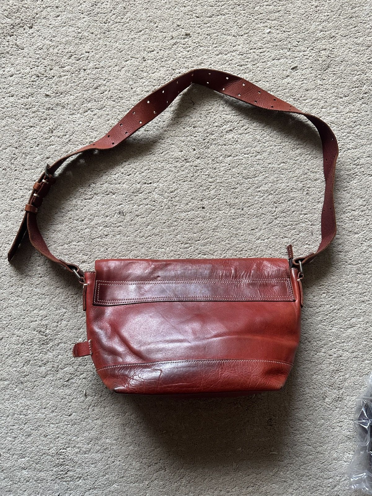 Comme des Garcons Homme Vintage Japan made Red Leather Patina Sling Bag Size ONE SIZE - 8 Thumbnail
