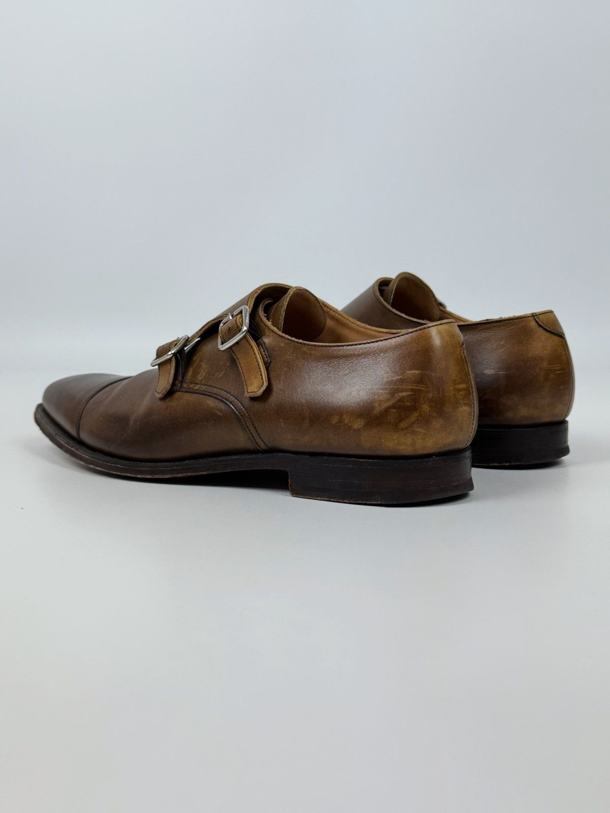 Crockett&Jones Lowndes Monk Leather Brown Shoes US8