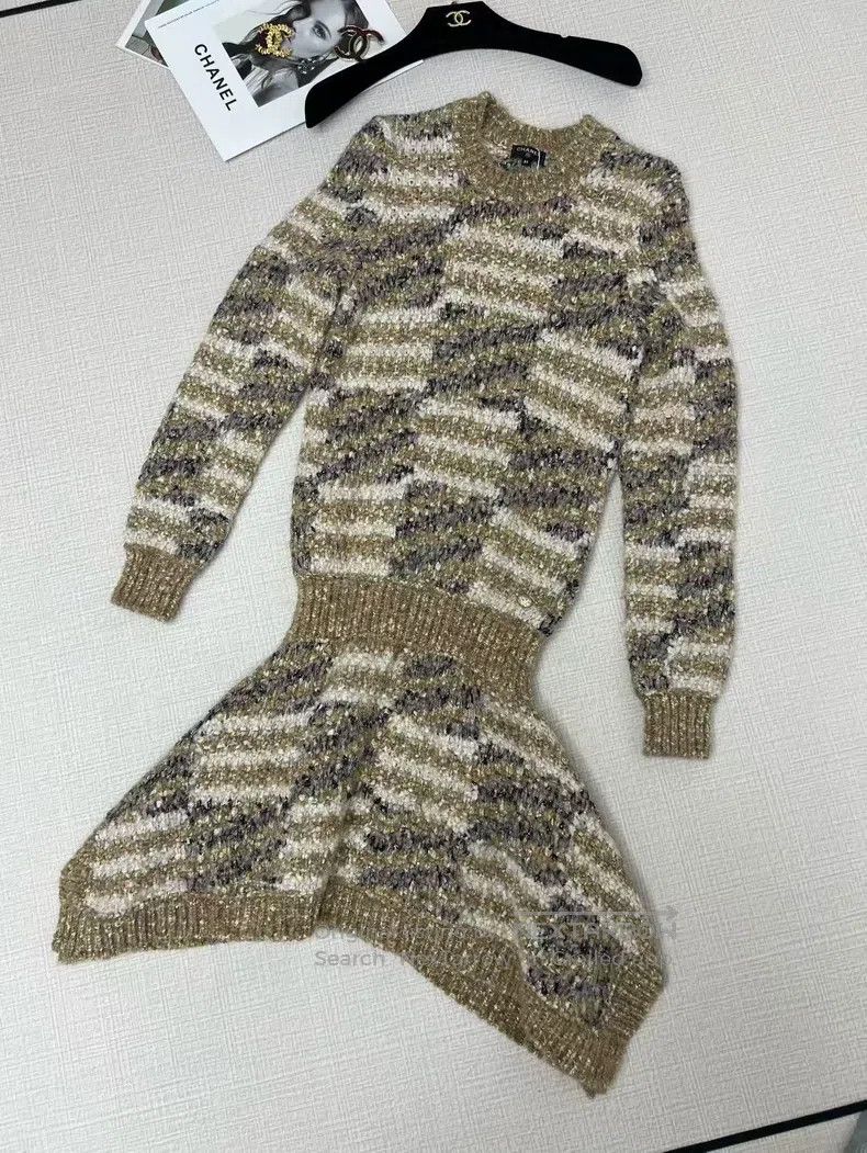 Chanel Chanel Forest series tweed irregular sweater dress Size XXS / US 00 / IT 34 - 2 Thumbnail