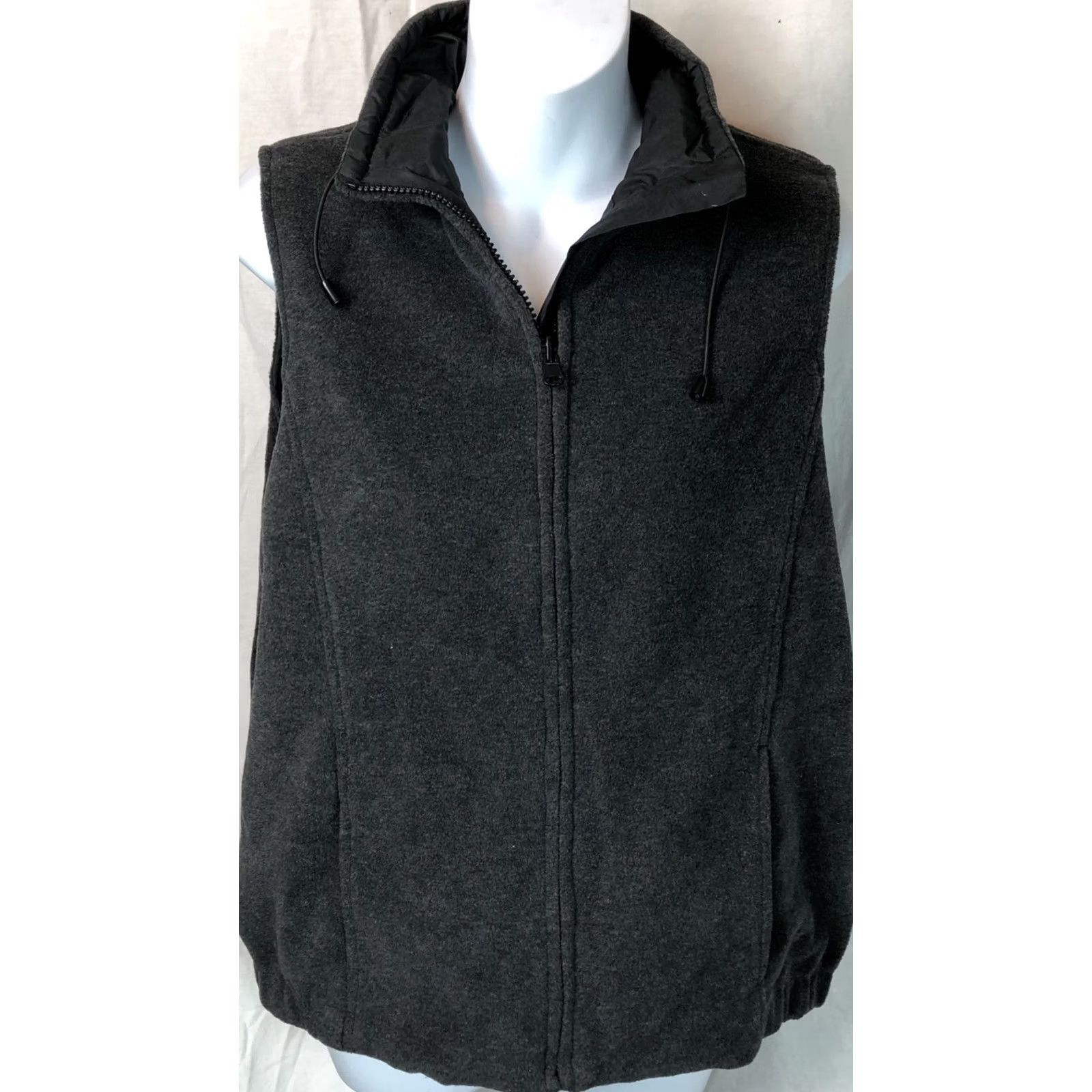 Vintage NWT Fuda Vest M 100% Silk Gray Blk Reversible Water Resistant Mock Neck Pockets Size M / US 6-8 / IT 42-44 - 2 Thumbnail