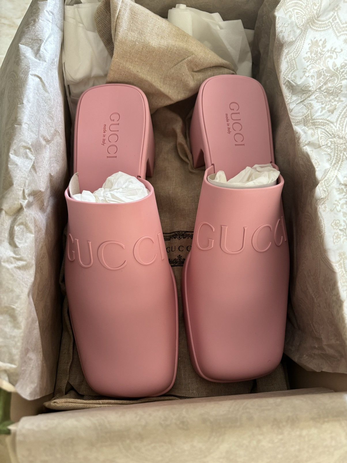 Gucci (WMNS) Gucci Logo Rubber Mule | Grailed