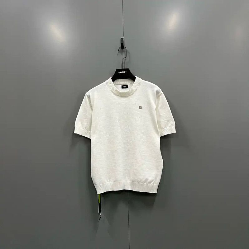 Fendi Fendi Summer White Short Sleeve Wool T-Shirt 0089 Size ONE SIZE - 1 Thumbnail