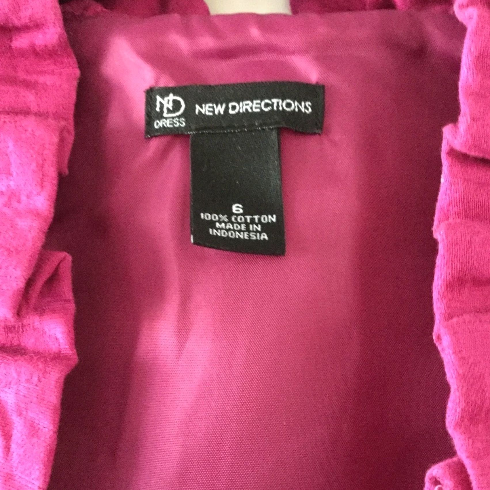 Pinko Vintage New Directions Pink Ruffled V-Neck Dress Women Size 6 Knee-Length Cotton Fitted Waist Size M / US 6-8 / IT 42-44 - 2 Thumbnail