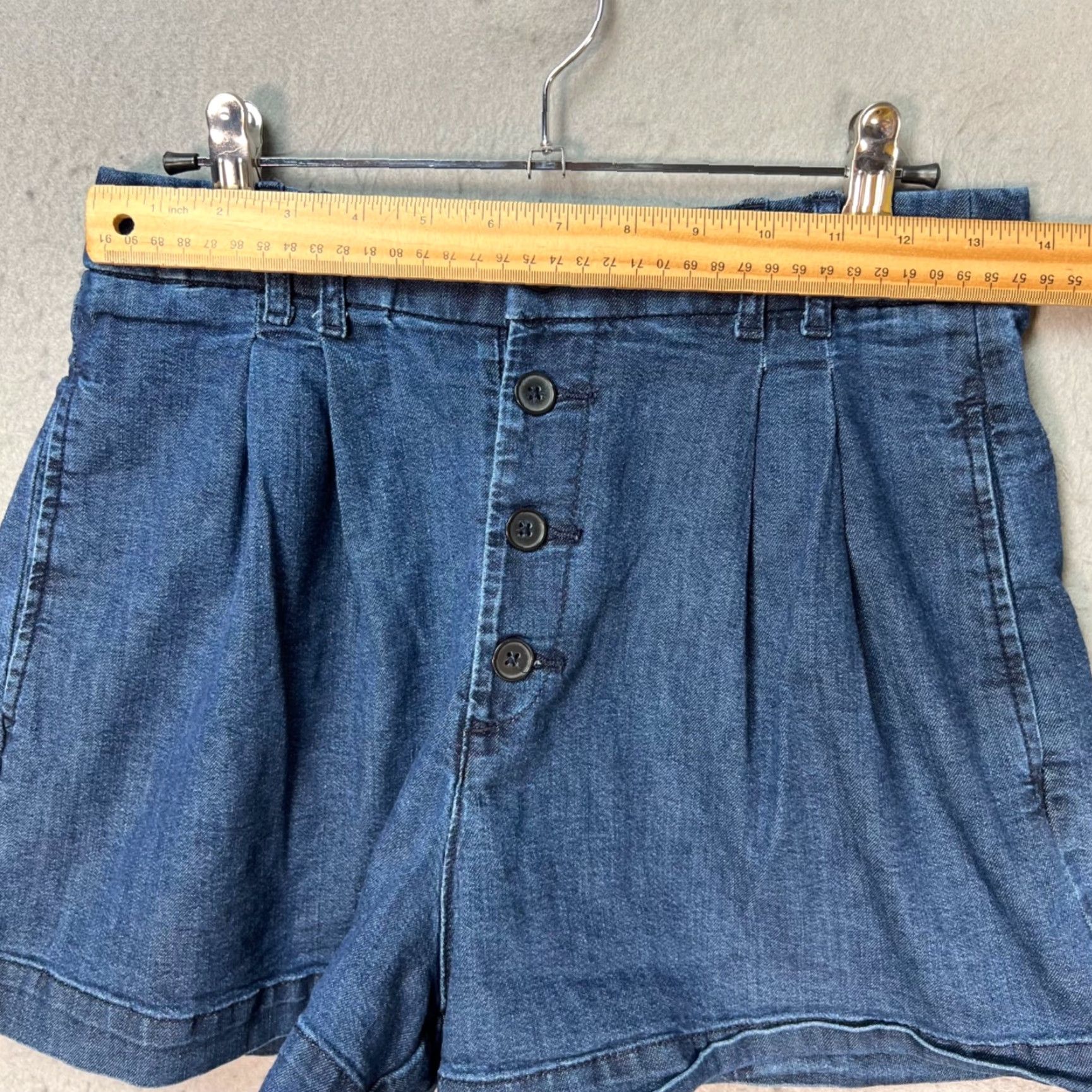 Gap Gap x Doen Womens Bermuda Shorts 4R Denim Button-Front High Waist Blue 27 in / 4R / Adult Womens Size 27 / 4R Bermuda Shorts Blue Womens Gap x Doen Size 27" / US 4 / IT 40 - 5 Thumbnail