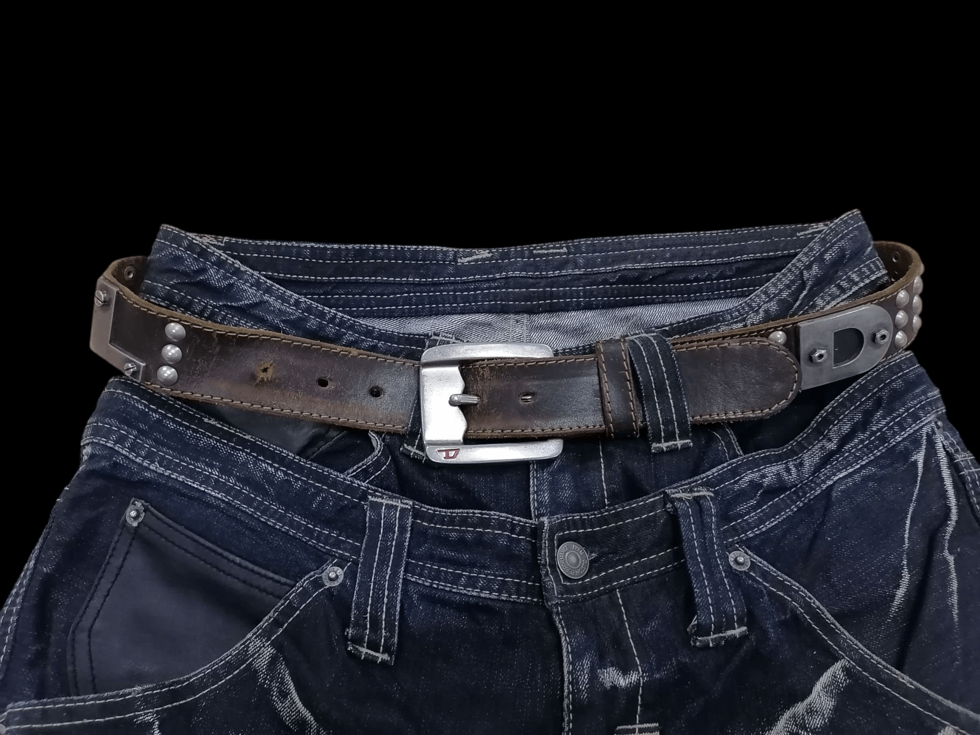 14th Addiction Diesel Emblem Studded Leather Belts Size ONE SIZE - 2 Thumbnail