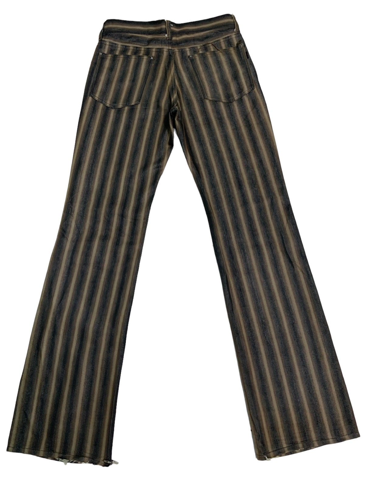 Japanese Brand 🔥Rare Vintage Wild Khakis Brown Stripes Flare Pants Size US 30 / EU 46 - 3 Thumbnail