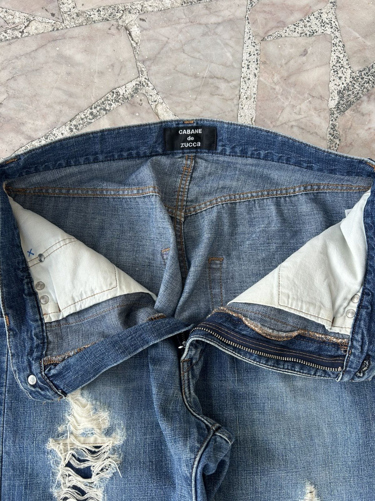 CABANE de ZUCCa Zucca Issey Miyake Japan Vintage Ripped Jeans Size US 32 / EU 48 - 7 Thumbnail