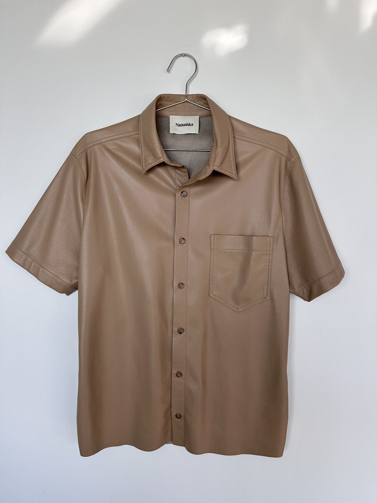 Nanushka Nanushka Vegan Leather Short Sleeve Shirt Size US S / EU 44-46 / 1 - 1 Thumbnail