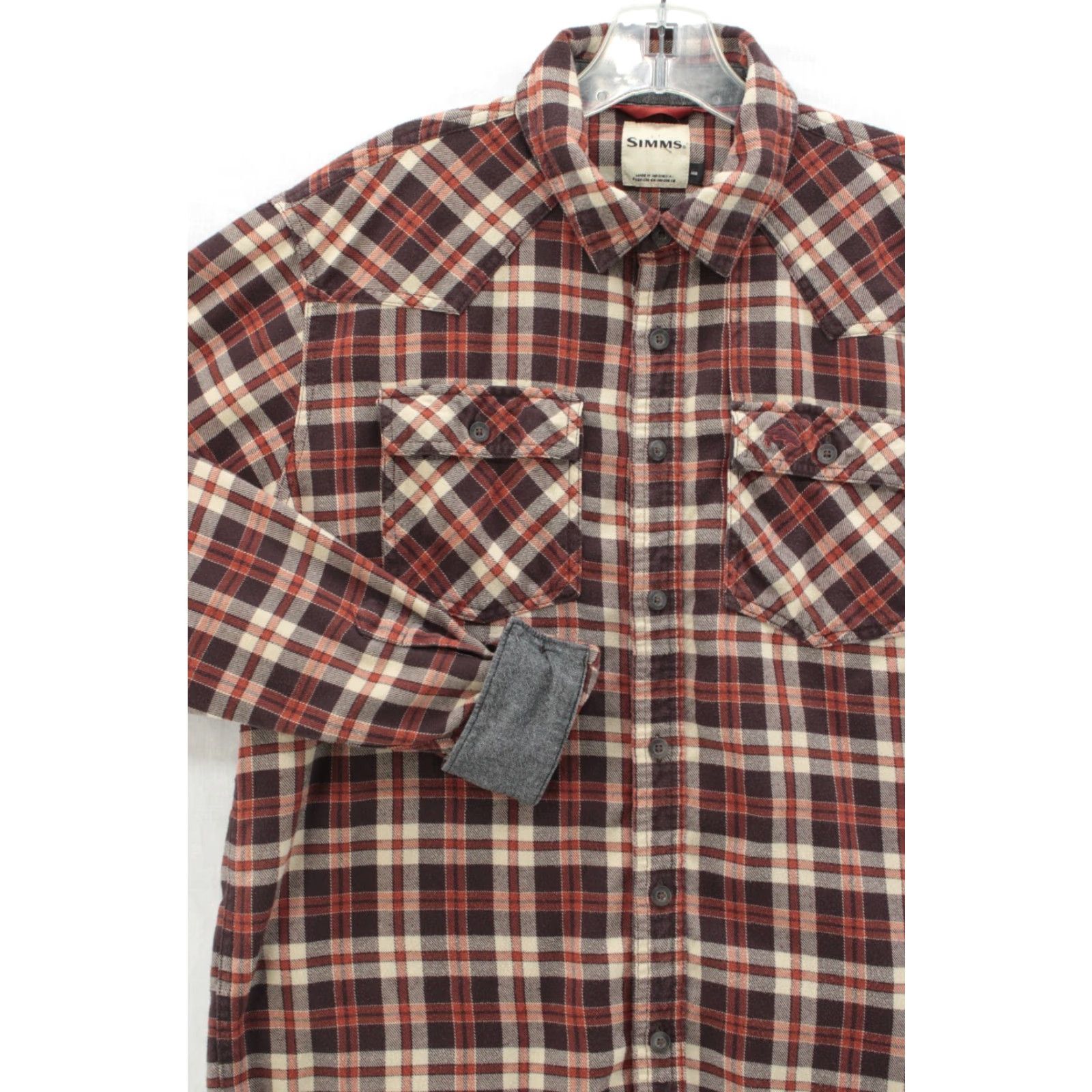 Vintage Simms Flannel Shirt Mens M Brown Plaid Button-Up Long Sleeve Contrasting Trim Size US M / EU 48-50 / 2 - 3 Thumbnail