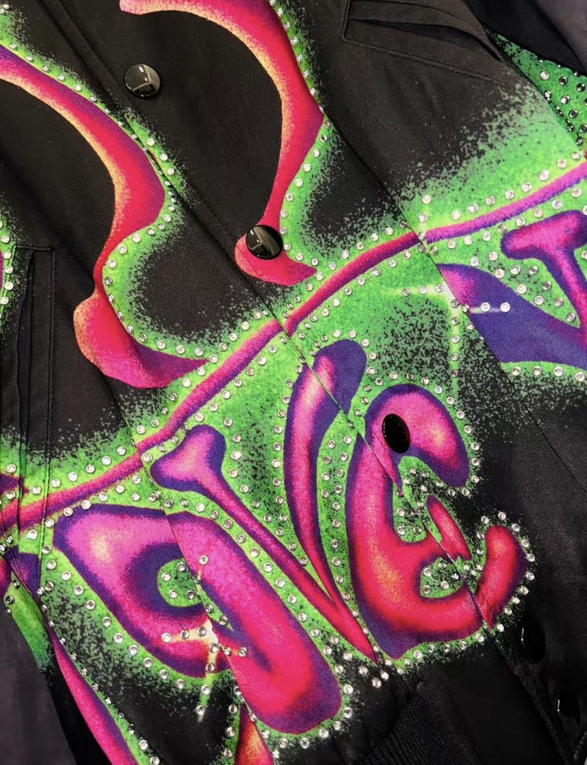 Celine Celine Rock Rhinestone Love Colorful Silk Varsity Jacket Size US L / EU 52-54 / 3 - 4 Thumbnail