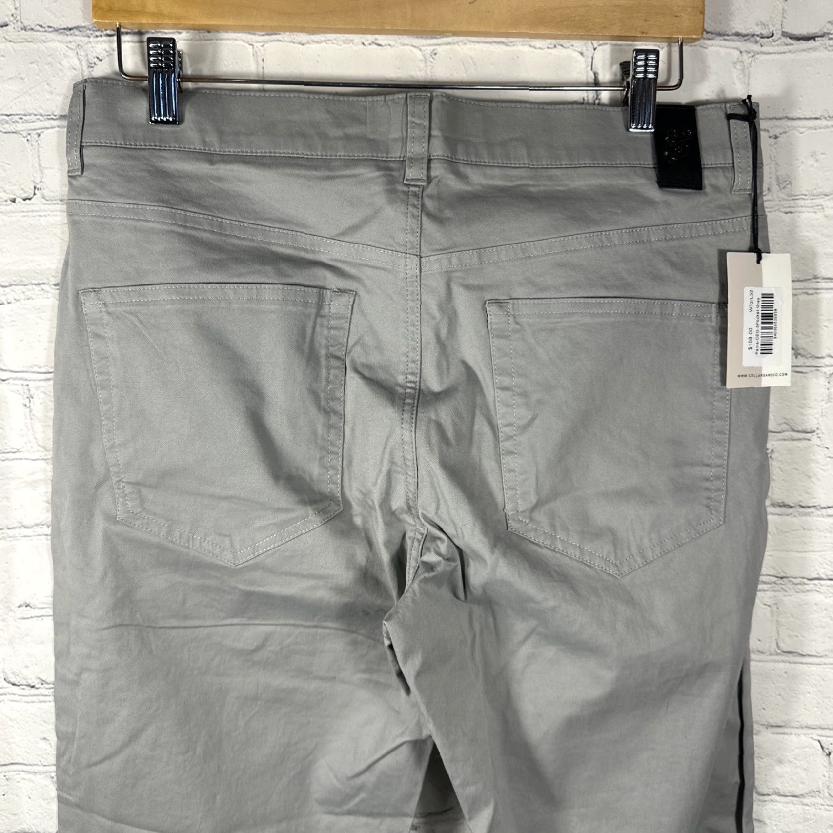 CO NWT Collars & Co CEO Chino Pants 32x32 Gray Cotton Stretch Five Pocket Straight Front Regular Mens CCTV? Size US 32 / EU 48 - 7 Thumbnail