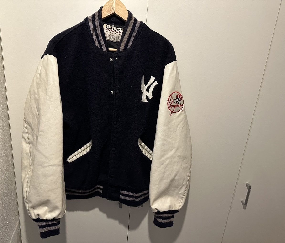 image of Delong Jacke New York Yankees Size M Vintage Leather Jacket in Blue, Men's