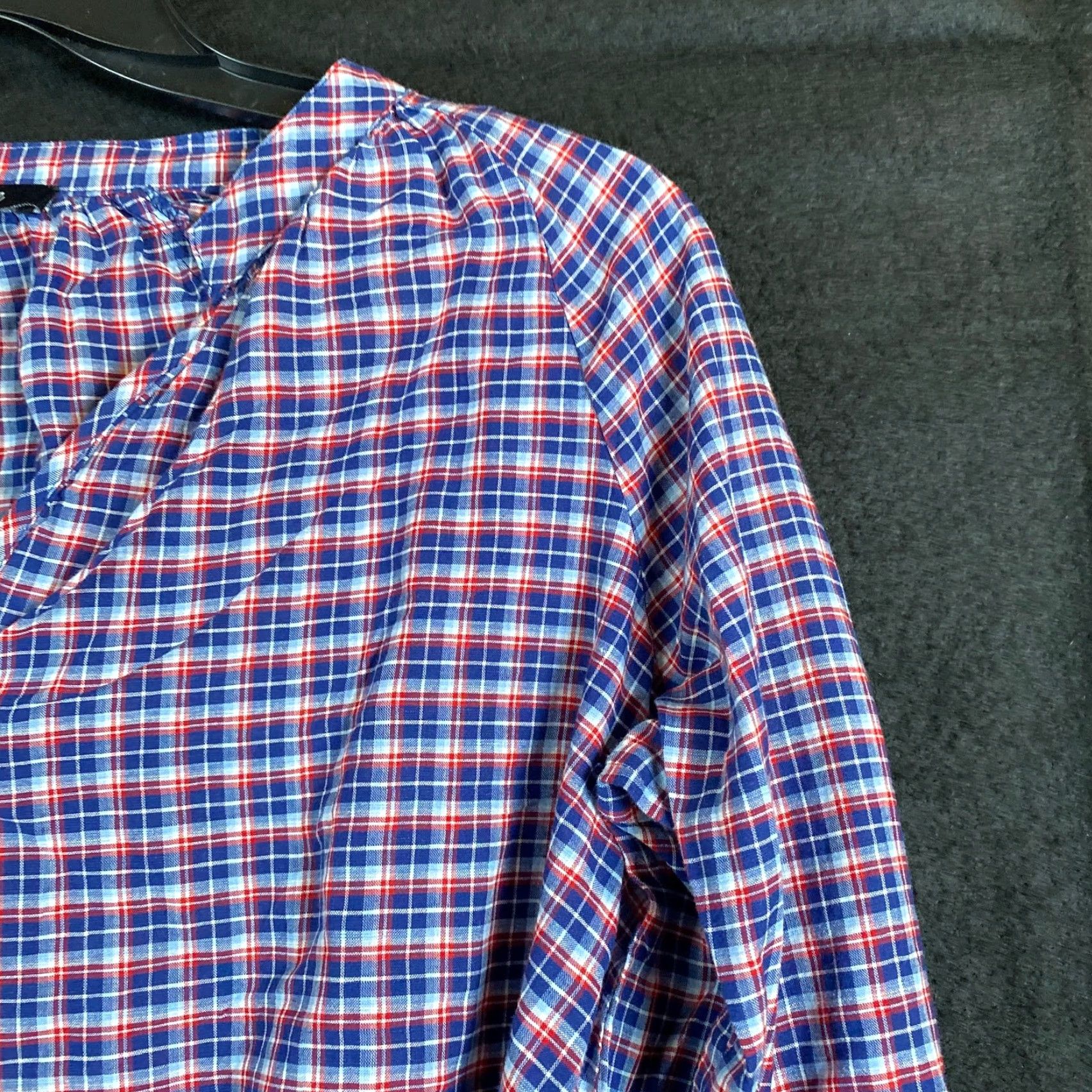 Madewell Madewell Blouse Womens Plaid V-Neck Long Sleeve Linen Blend S Internals Multicolored Blue Size S / US 4 / IT 40 - 5 Thumbnail