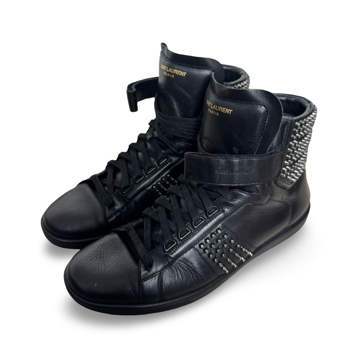 Saint Laurent Paris SAINT LAURENT PARIS SL/14H BLACK STUDDED HIGHTOPS Size US 10.5 / EU 43-44 - 5 Thumbnail