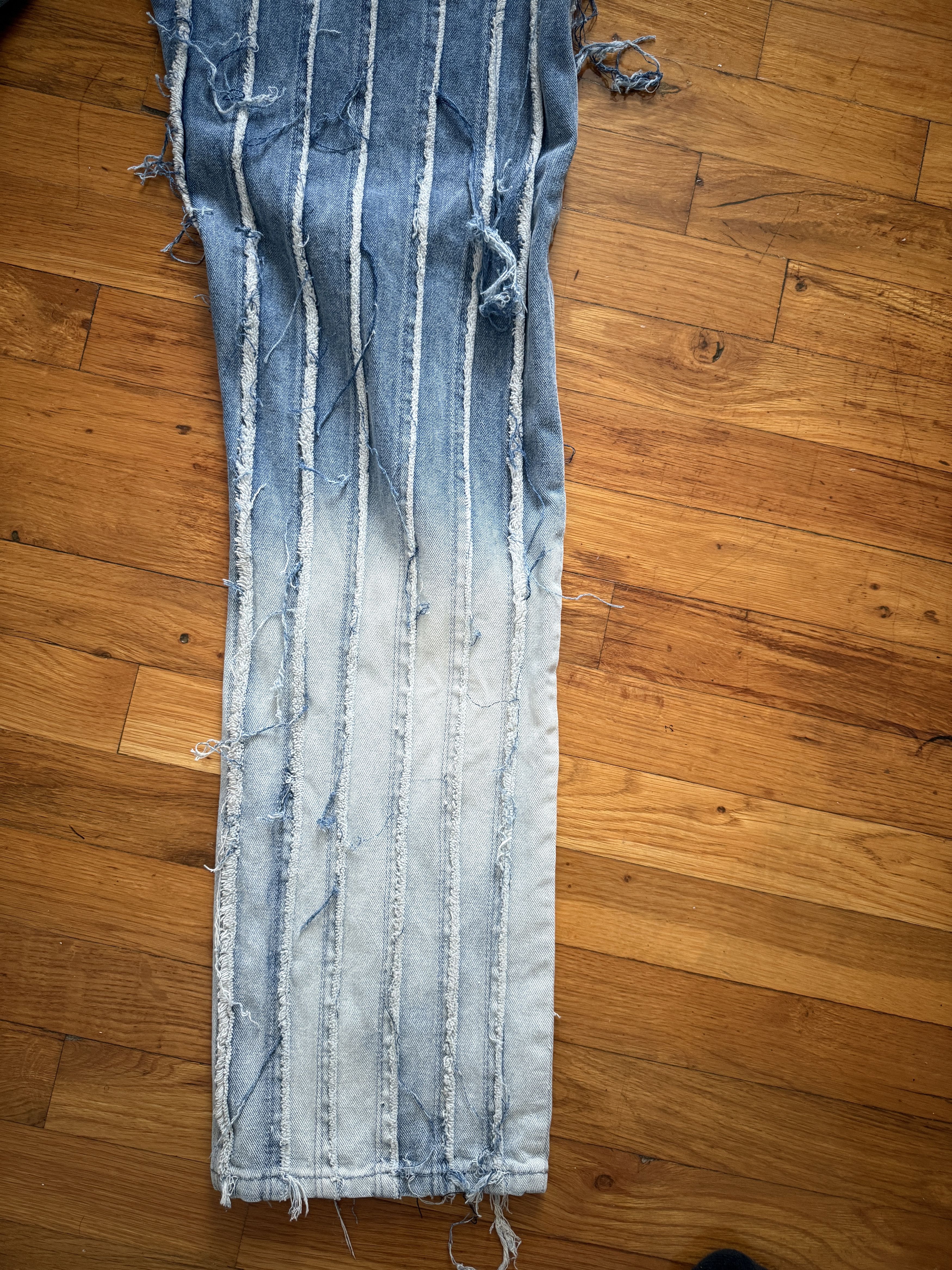 Jaded London Faded Blue Frayed Panelled Straight Leg Jeans Size US 36 / EU 52 - 5 Thumbnail