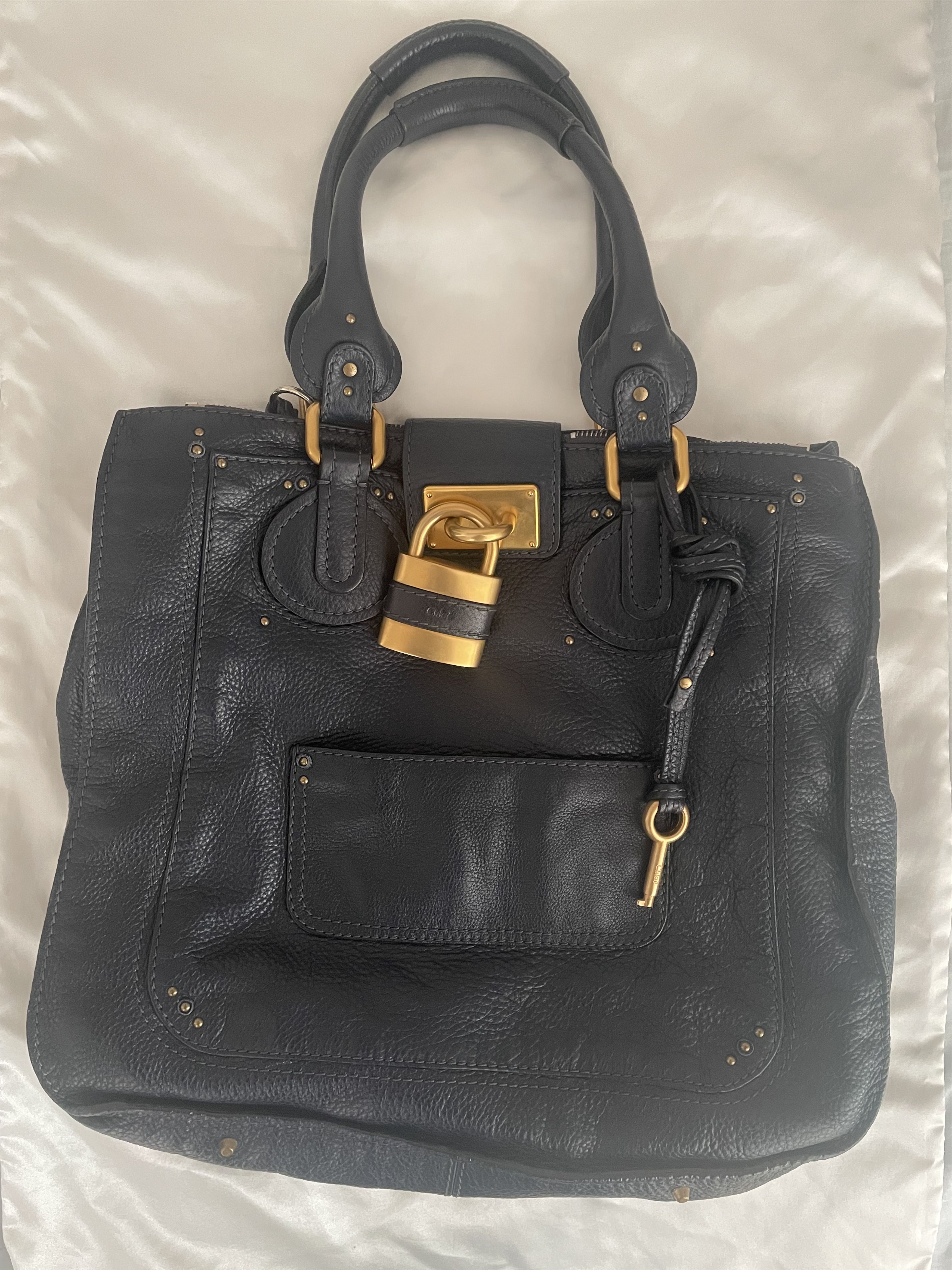 Chloe Chloe Paddington Hangbag Leather Gold Navy RARE Size ONE SIZE - 1 Thumbnail