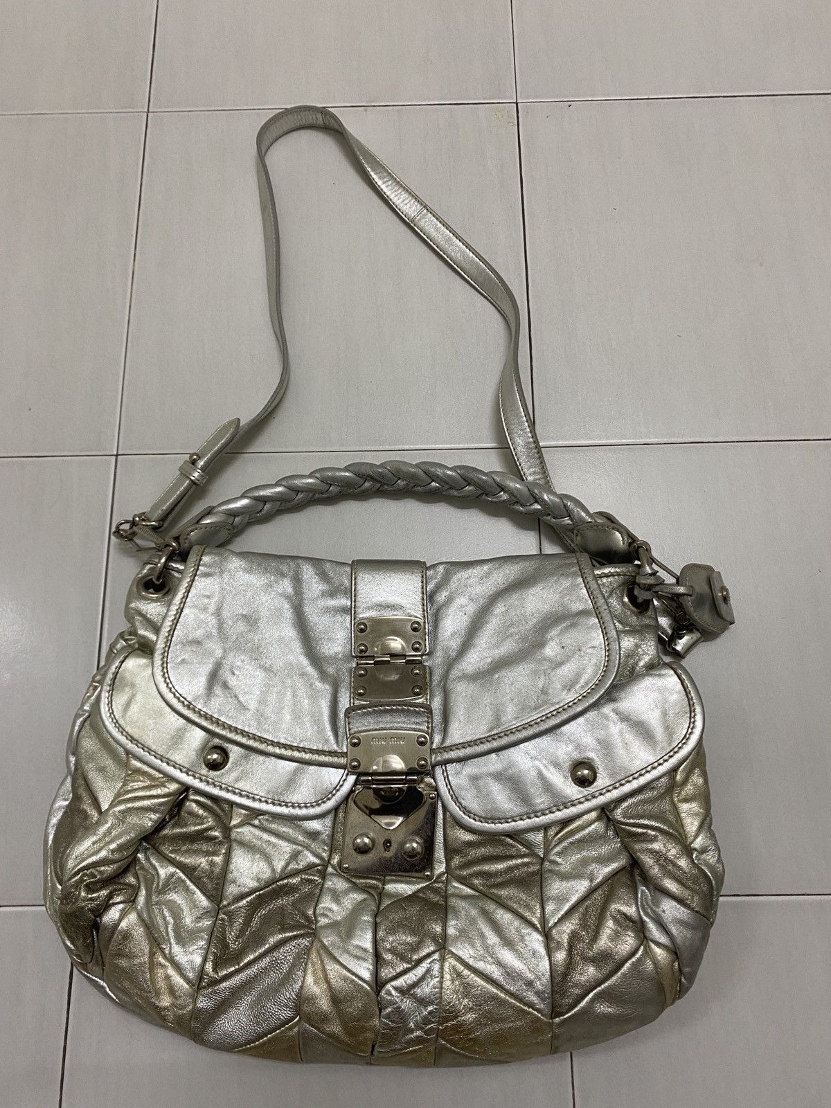Designer × Miu Miu Miu Miu Coffer Patchwork Metallic Silver & Gold leather Size ONE SIZE - 1 Thumbnail