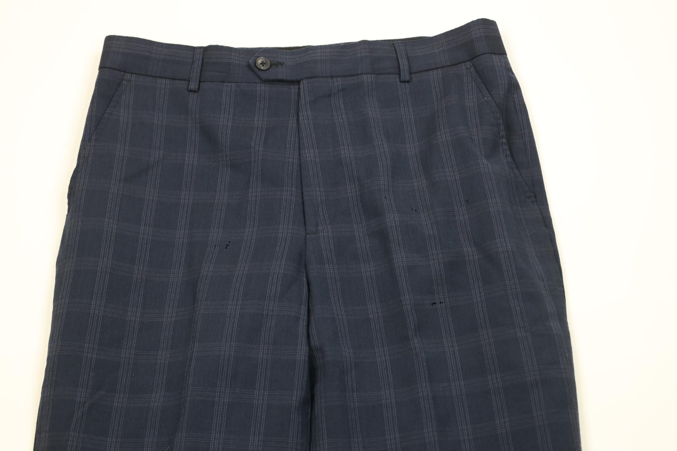 Vintage Vintage Streetwear Wool Knit Wide Leg Chino Pants Blue Plaid Size US 34 / EU 50 - 2 Thumbnail