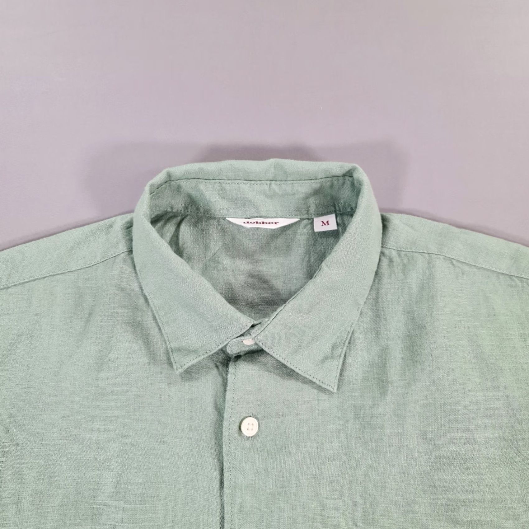 Vintage dobber Mens Shirt Green Medium Relaxed Fit 100% Linen Long Sleeve Button-Up Casual Winter Spring Summer Autumn Mens Size US M / EU 48-50 / 2 - 2 Thumbnail