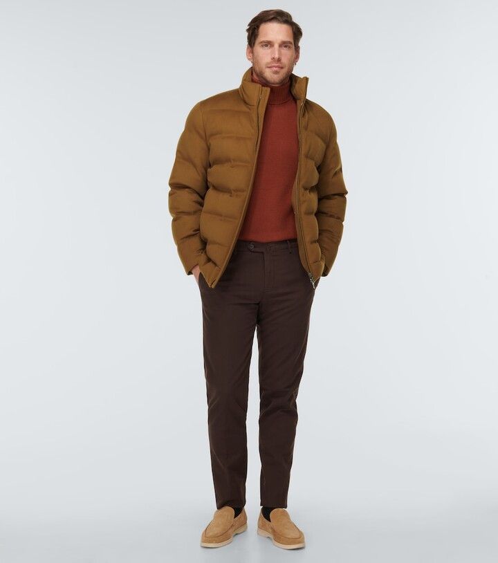 Loro Piana o1w1db10724 Filmore Cashmere Padded Jacket in Brown Size US XL / EU 56 / 4 - 4 Thumbnail