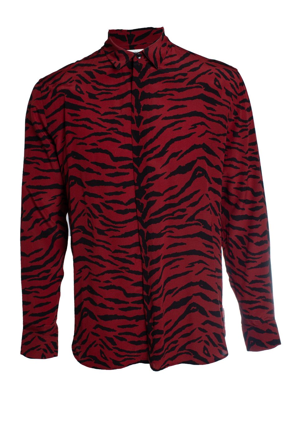 Saint Laurent zebra printed blouse in red and black
