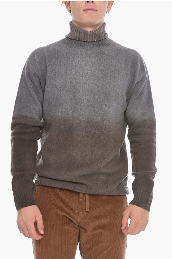 image of Altea Virgin Wool And Cashmere Turtleneck Sweater in Grey, Men's (Size XL)