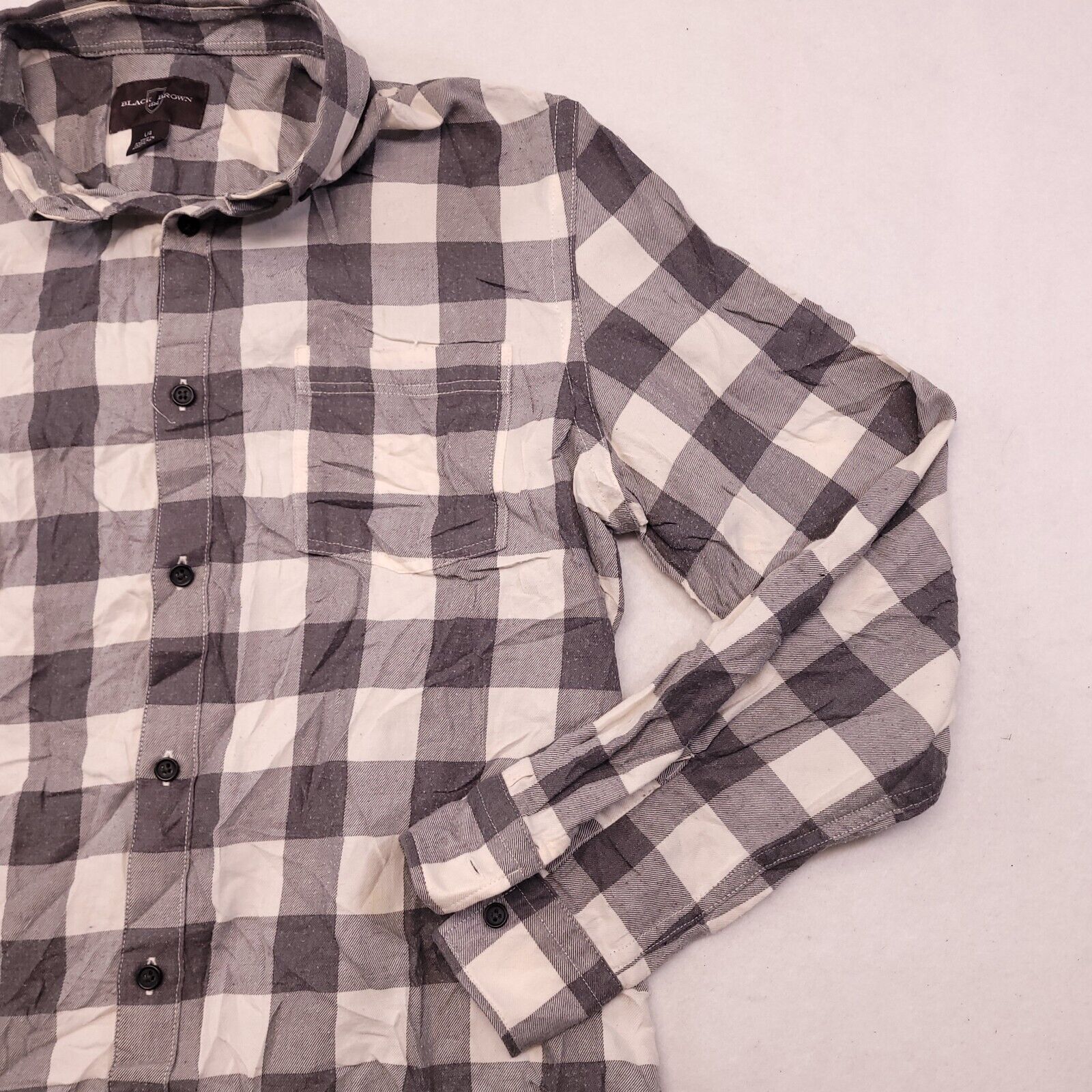 Black Brown 1826 Black Brown 1826 Gingham Flannel Shirt Mens Size Large Gray Size US L / EU 52-54 / 3 - 6 Thumbnail