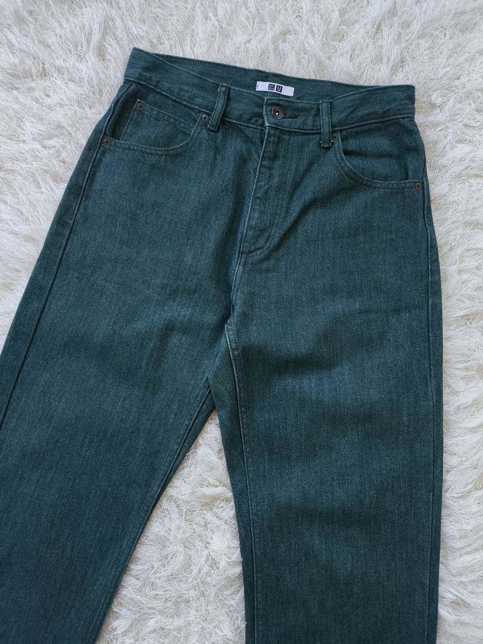 Lemaire × Uniqlo UNIQLO U Regular Straight Fit Dark Green Denim Jeans Size US 30 / EU 46 - 3 Thumbnail