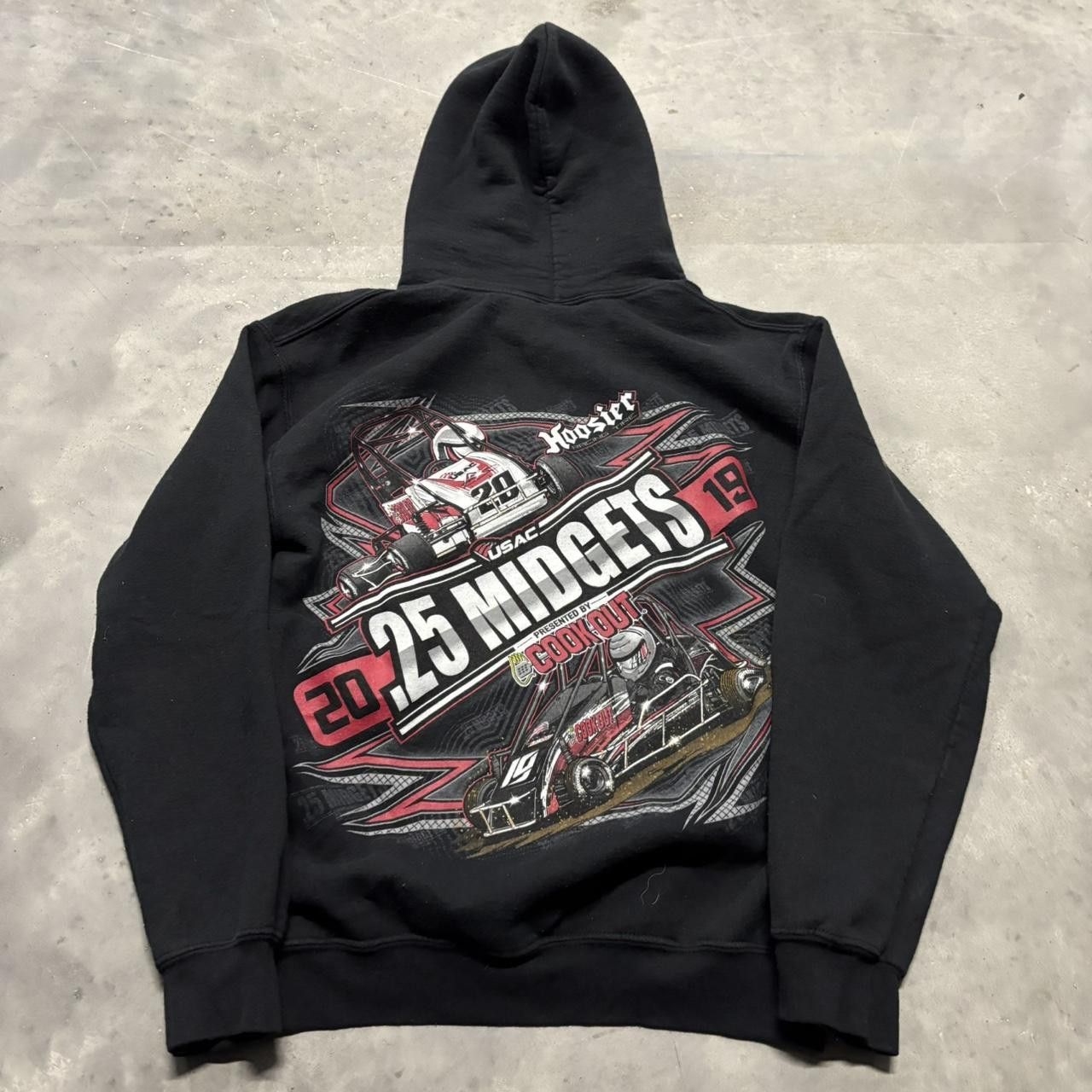 Japanese Brand × Vintage Crazy Vintage Y2K/2000s Black Racing Streetwear Graphic Hoodie! Size US S / EU 44-46 / 1 - 1 Thumbnail