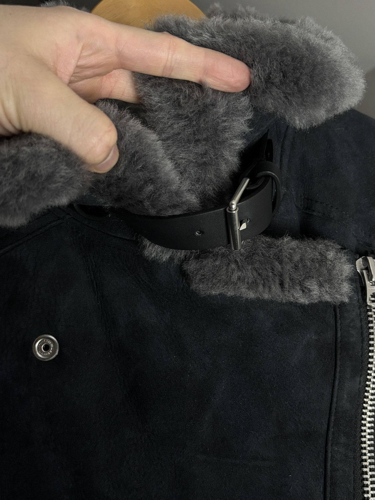 Acne Studios Acne Studios Dark Navy Velocite Suede Shearling Jacket Pilot Size M / US 6-8 / IT 42-44 - 5 Thumbnail