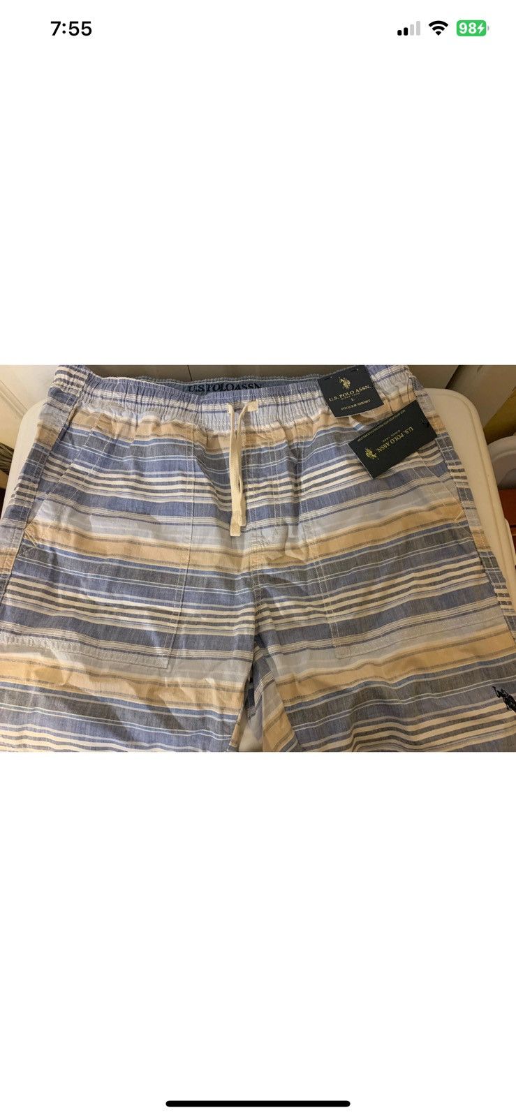 U.S. Polo Assn. New U.S. Polo Assn. Men's Sz L Jogger Short Striped NWT Size US 35 - 3 Thumbnail