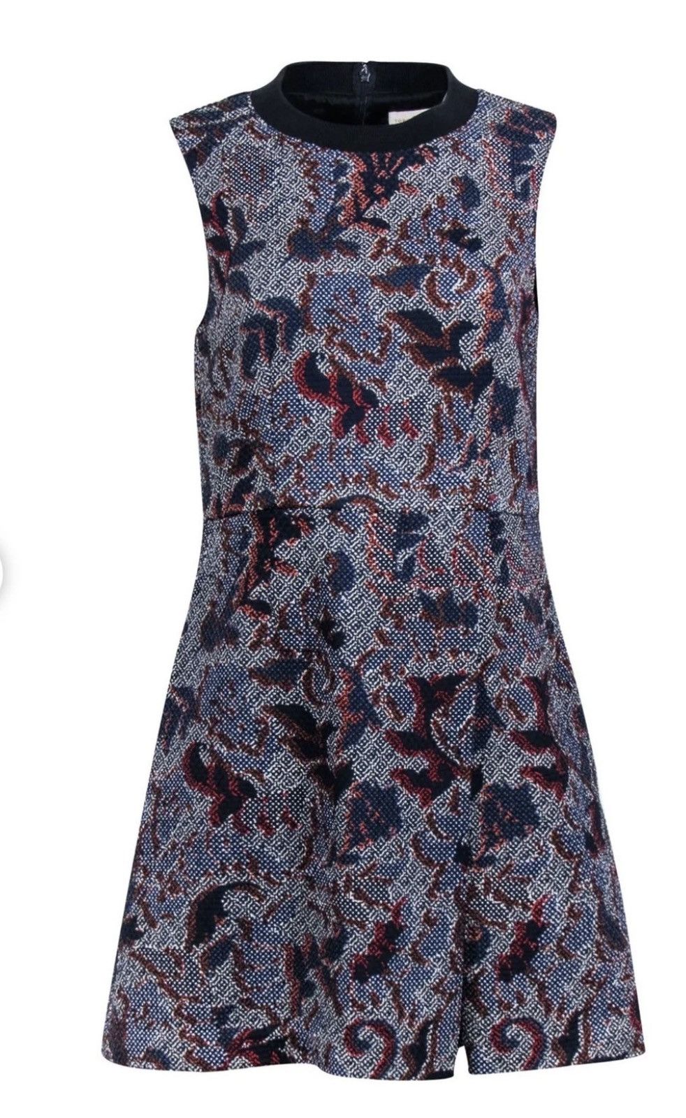 Tory Burch Tory Burch Dahlia Navy Pixelated Brocade Print Mini Dress Size XS / US 0-2 / IT 36-38 - 2 Thumbnail